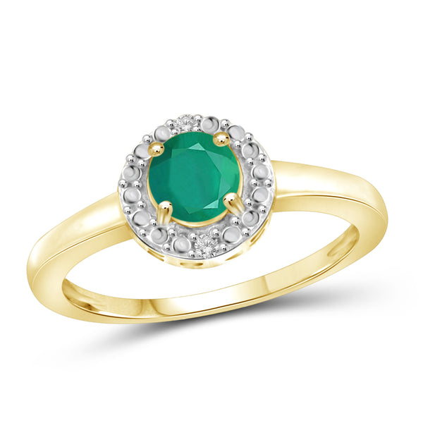 JewelonFire 1/2 Carat T.G.W. Emerald and White Diamond Accent Sterling Silver Promise Ring - Assorted Colors