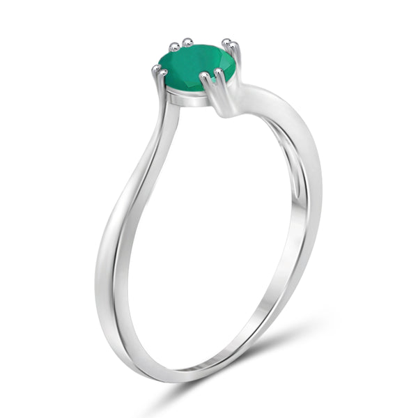 JewelonFire 1/2 Carat T.G.W. Emerald Sterling Silver Ring - Assorted Colors