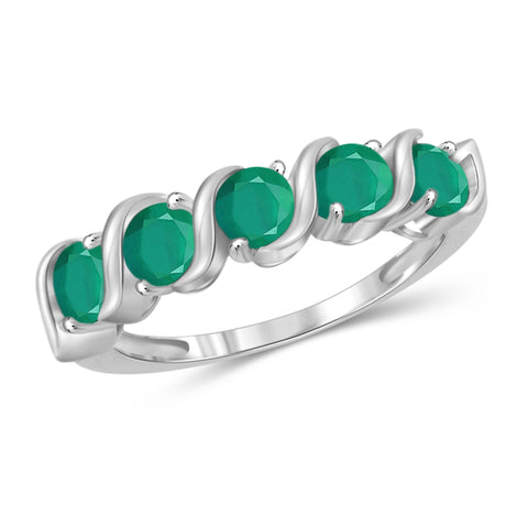 JewelonFire 1 1/2 Carat T.G.W. Emerald Sterling Silver Band- Assorted Colors