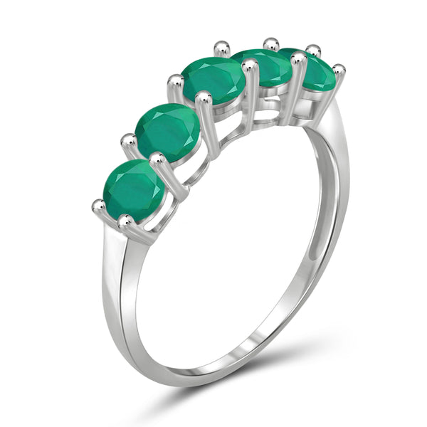 JewelonFire 1 1/2 Carat T.G.W. Emerald Sterling Silver Band- Assorted Colors