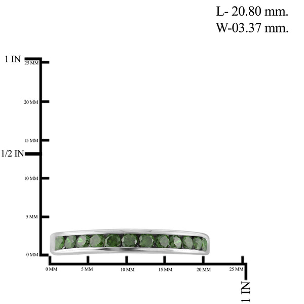 JewelonFire 1/2 Carat T.W. Green Diamond Sterling Silver Band Ring