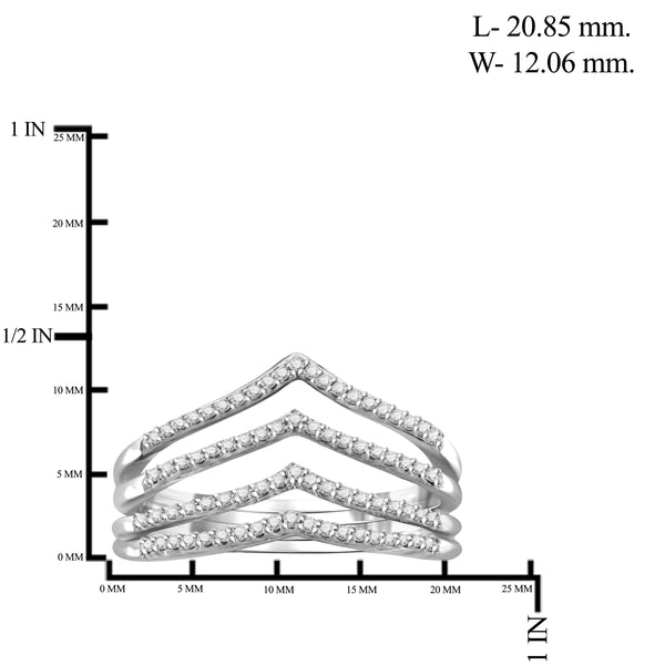 JewelonFire 1/4 Carat T.W. White Diamond Sterling Silver Open Ring - Assorted Colors