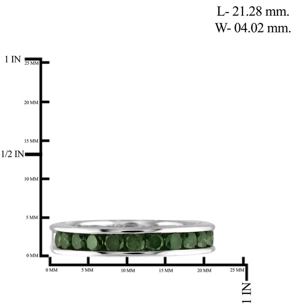 JewelonFire 1.00 Carat T.W. Green Diamond Sterling Silver Band Ring