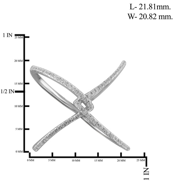 JewelonFire 1/7 Carat T.W. White Diamond Sterling Silver "X" Ring - Assorted Colors
