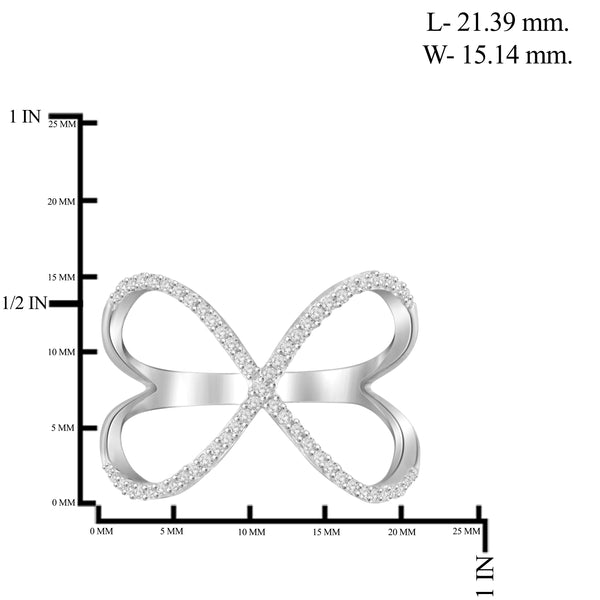 JewelonFire 1/7 Carat T.W. White Diamond Sterling Silver "X" Ring - Assorted Colors