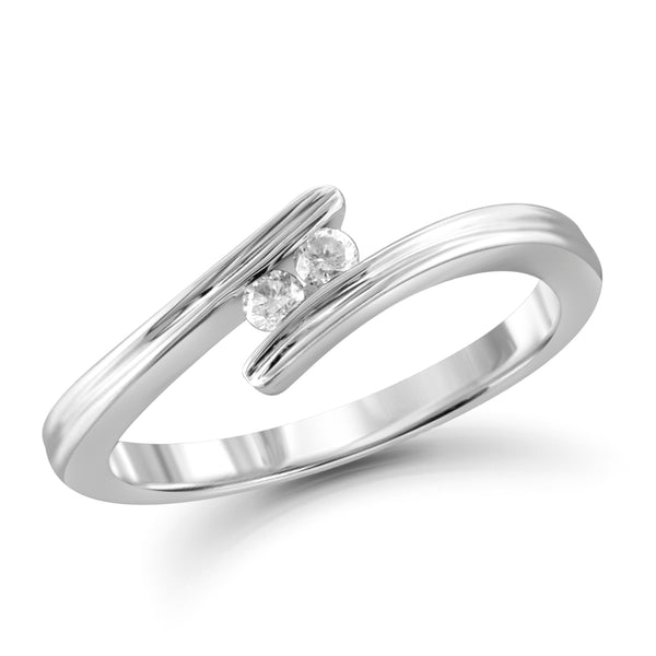 Jewelnova 1/10 Carat T.W. White Diamond 10K White Gold Promise Ring - Assorted Colors