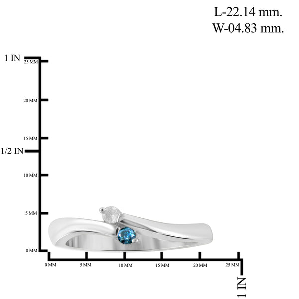 Jewelnova 1/10 Carat T.W. Blue And White Diamond 10K White Gold Promise Ring