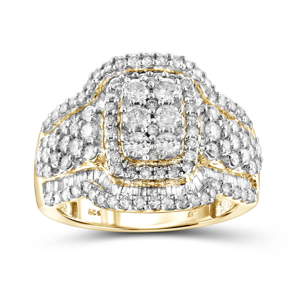 Jewelnova 2.00 Carat T.W. White Diamond 10K Gold Bold Ring - Assorted Colors