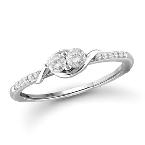 Jewelnova 1/7 Carat T.W. White Diamond 10K White Gold Promise Ring - Assorted Colors