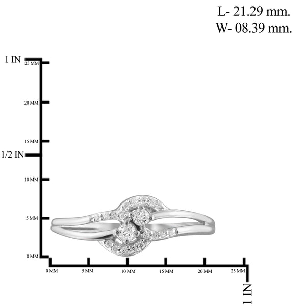 Jewelnova 1/7 Carat T.W. White Diamond 10K White Gold Promise Ring - Assorted Colors