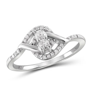 Jewelnova 1/5 Carat T.W. White Diamond 10K White Gold Promise Ring - Assorted Colors