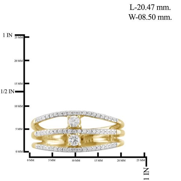 Jewelnova 1/3 Carat T.W. White Diamond 10K Yellow Gold Two Stone Cocktail Ring