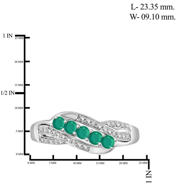 JewelonFire 1/3 Carat T.G.W. Emerald and White Diamond Accent Sterling Silver Band- Assorted Colors