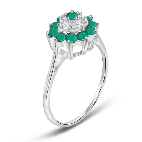 JewelonFire 1 Carat T.G.W. Emerald Sterling Silver Flower Ring- Assorted Colors