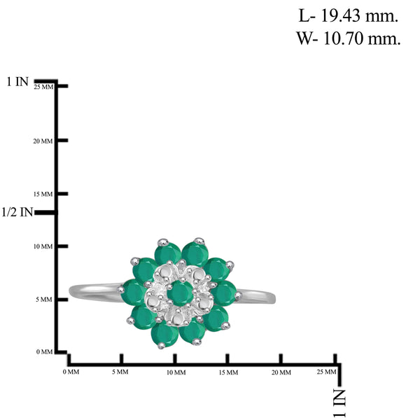 JewelonFire 1 Carat T.G.W. Emerald Sterling Silver Flower Ring- Assorted Colors