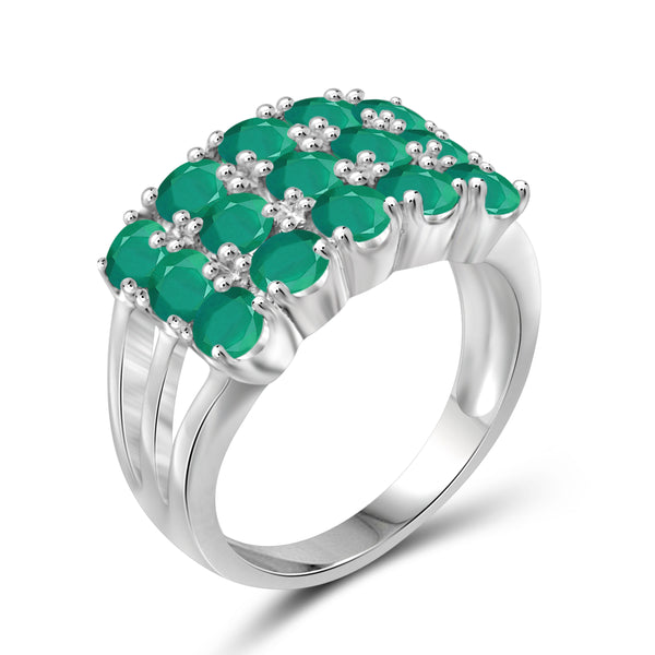 JewelonFire 2 3/4 Carat T.G.W. Emerald Sterling Silver Band- Assorted Colors