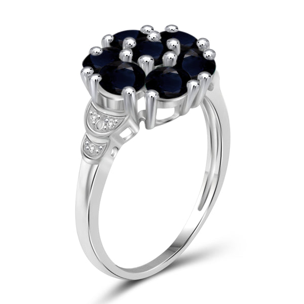 JewelonFire 2 3/4 Carat T.G.W. Sapphire And White Diamond Accent Sterling Silver Ring- Assorted Colors