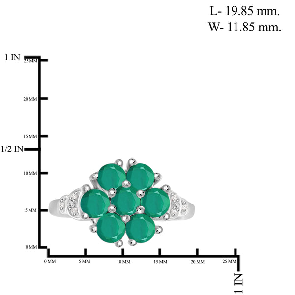 JewelonFire 2 Carat T.G.W. Emerald And White Diamond Accent Sterling Silver Ring- Assorted Colors