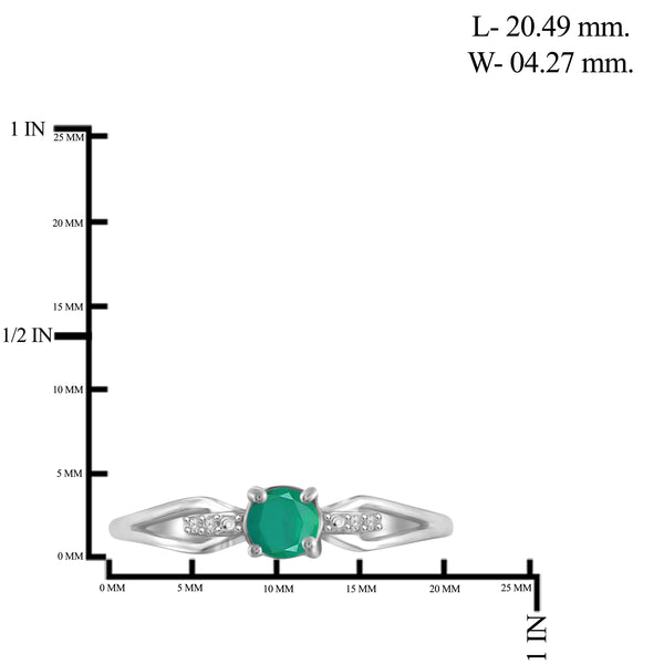 JewelonFire 1/2 Carat T.G.W. Emerald and White Diamond Accent Sterling Silver Ring - Assorted Colors