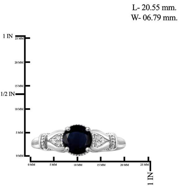 JewelonFire 1 1/5 Carat T.G.W. Sapphire and White Diamond Accent Sterling Silver Ring- Assorted Colors