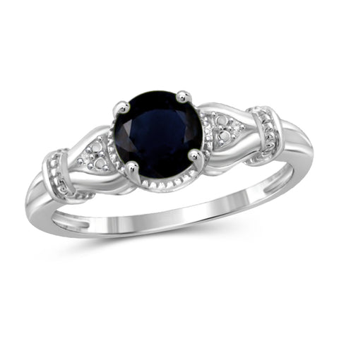 JewelonFire 1 1/5 Carat T.G.W. Sapphire and White Diamond Accent Sterling Silver Ring- Assorted Colors