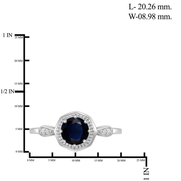 JewelonFire 1 1/5 Carat T.G.W. Sapphire and White Diamond Accent Sterling Silver Ring- Assorted Colors