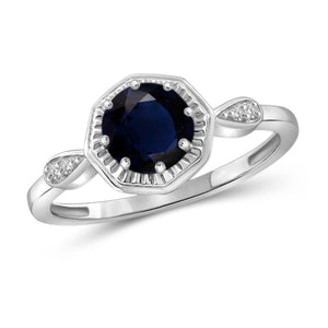 JewelonFire 1 1/5 Carat T.G.W. Sapphire and White Diamond Accent Sterling Silver Ring- Assorted Colors