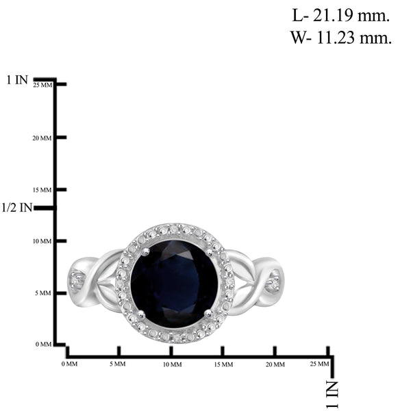 JewelonFire 2 1/5 Carat T.G.W. Sapphire and White Diamond Accent Sterling Silver Ring- Assorted Colors