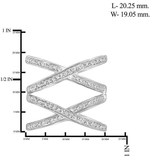 JewelonFire White Diamond Accent Sterling Silver "X" Ring