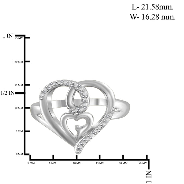 JewelonFire White Diamond Accent Sterling Silver Double Heart Open Ring - Assorted Colors