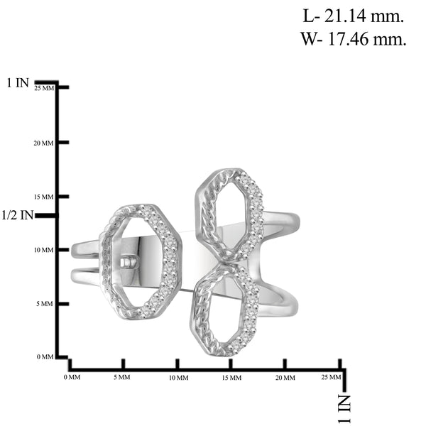 JewelonFire White Diamond Accent Sterling Silver Spilt shank Open Ring - Assorted Colors