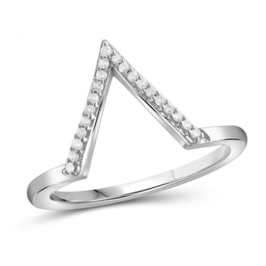 JewelonFire White Diamond Accent Sterling Silver Triangle Shape Open Ring - Assorted Colors