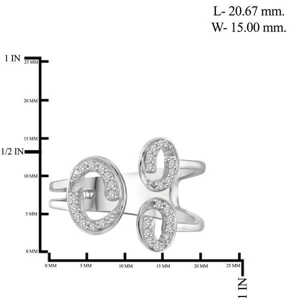 JewelonFire 1/7 Carat T.W. White Diamond Sterling Silver Oval Shape Spilt Shank Ring - Assorted Colors