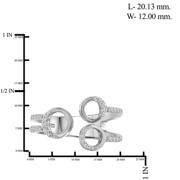 JewelonFire 1/7 Carat T.W. White Diamond Sterling Silver Round Shape Spilt Shank Ring - Assorted Colors