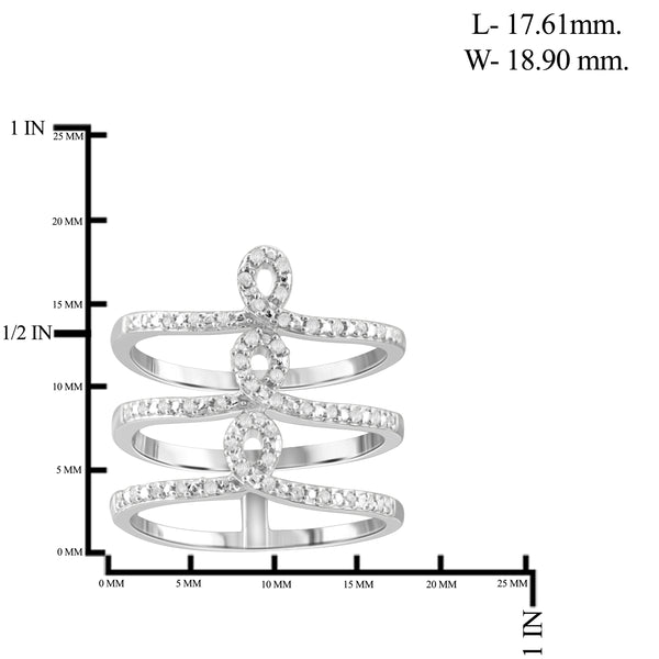 JewelonFire 1/7 Carat T.W. White Diamond Sterling Silver Open Ring, Size 7 - Assorted Colors