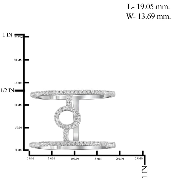 JewelonFire 1/7 Carat T.W. White Diamond Sterling Silver Open Ring, Size 7 - Assorted Colors