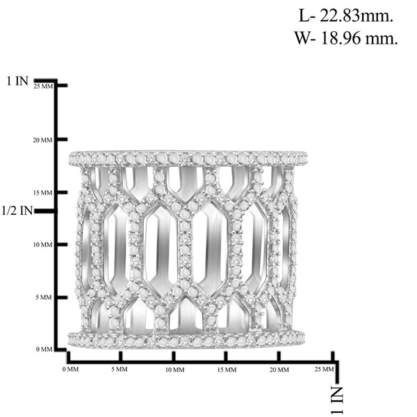 JewelonFire 1/7 Carat T.W. White Diamond Sterling Silver Open Ring, Size 7 - Assorted Colors
