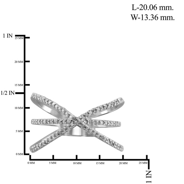 JewelonFire 1/4 Carat T.W. White Diamond Sterling Silver Open Ring - Assorted Colors