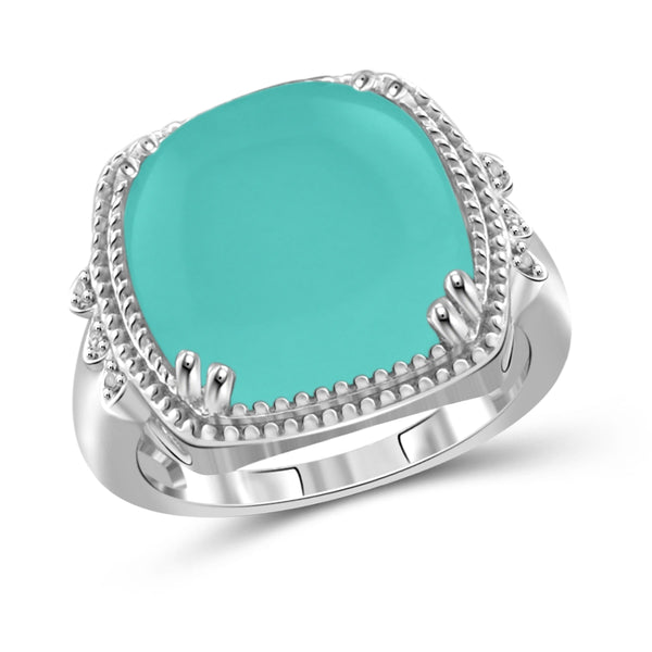 JewelonFire 10 3/4 Carat T.G.W. Chalcedony And White Diamond Accent Sterling Silver Fashion Ring