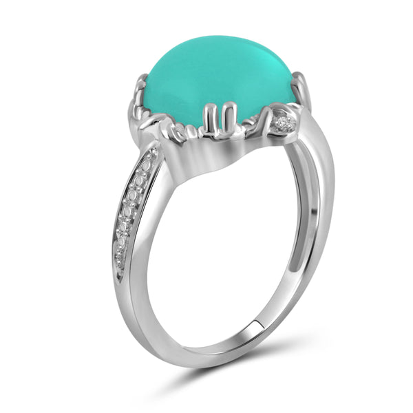 JewelonFire 4 1/2 Carat T.G.W. Chalcedony And White Diamond Accent Sterling Silver Fashion Ring