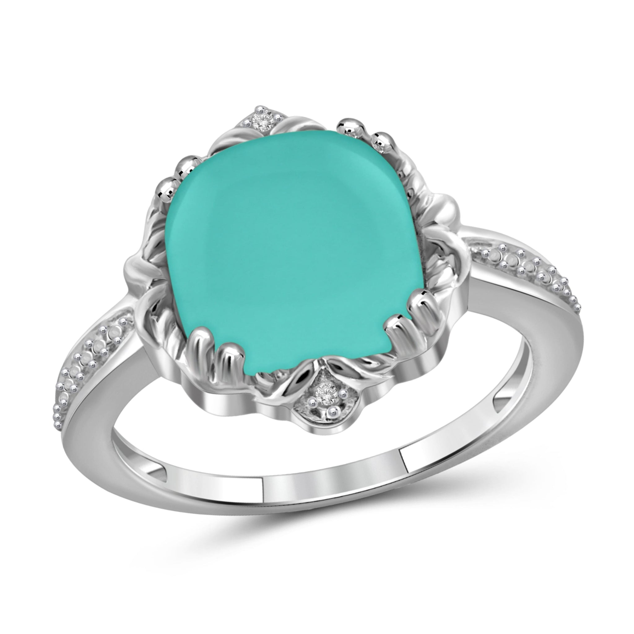 JewelonFire 4 1/2 Carat T.G.W. Chalcedony And White Diamond Accent Sterling Silver Fashion Ring