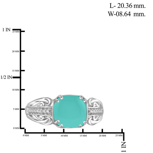 JewelonFire 2 1/2 Carat T.G.W. Chalcedony And White Diamond Accent Sterling Silver Fashion Ring