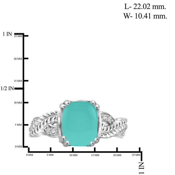 JewelonFire 2 3/4 Carat T.G.W. Chalcedony And White Diamond Accent Sterling Silver Fashion Ring