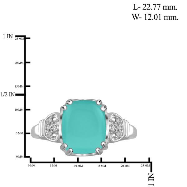 JewelonFire 2 3/4 Carat T.G.W. Chalcedony And White Diamond Accent Sterling Silver Fashion Ring