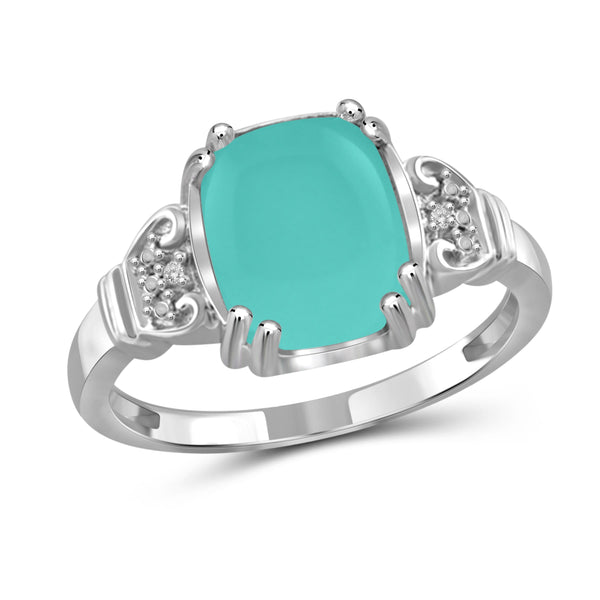 JewelonFire 2 3/4 Carat T.G.W. Chalcedony And White Diamond Accent Sterling Silver Fashion Ring