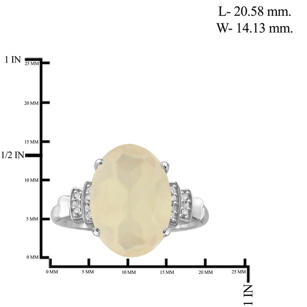 JewelonFire 5.50 Carat T.G.W. Moon and White Diamond Accent Sterling Silver Ring - Assorted Color