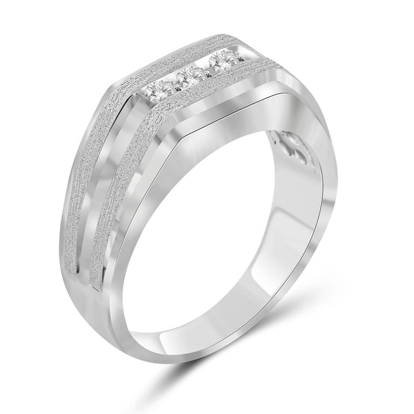 Jewelnova 1/4 Carat T.W. White Diamond 10k Gold Three Stone Men's Ring - Assorted Colors