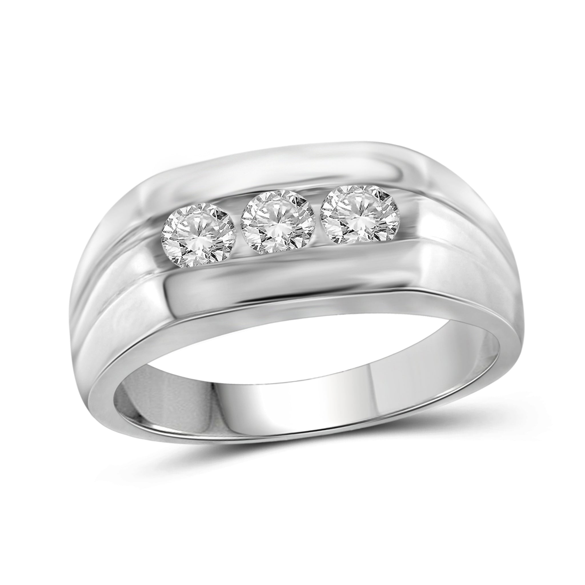 Jewelnova 3/4 Carat T.W. White Diamond 10k White Gold Men's Ring