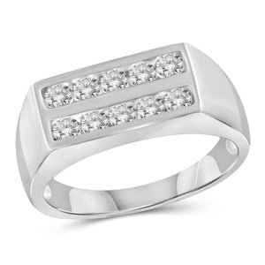 Jewelnova 1.00 Carat T.W. White Diamond 10k white Gold Men's Ring