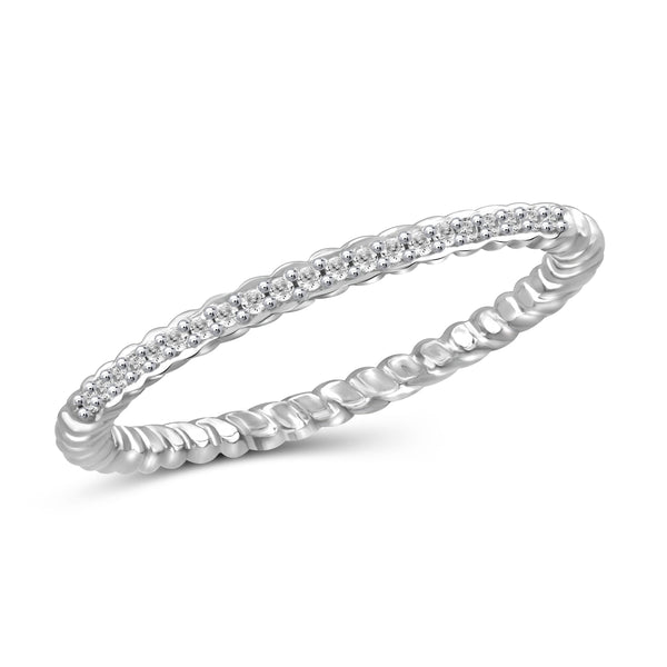 JewelonFire 1/10 Carat T.W. White Diamond Sterling Silver Stackable Band (Size 7 Only) - Assorted Colors